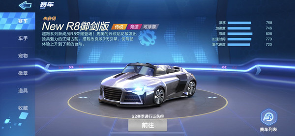跑跑卡丁车手游R8御剑版属性怎么样 R8御剑版属性详解