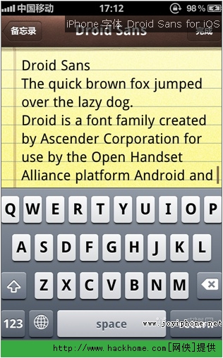 iphone droid sans 字体