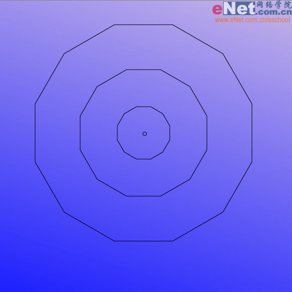 (4)再绘制同心的3个稍小的12边形,如图所示.