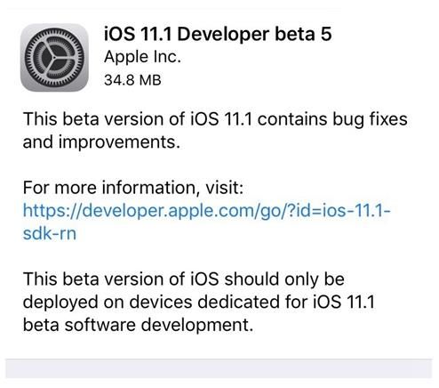 iOS11.1 beta5ʲNbugiOS11.1 beta5NӣDƬ1