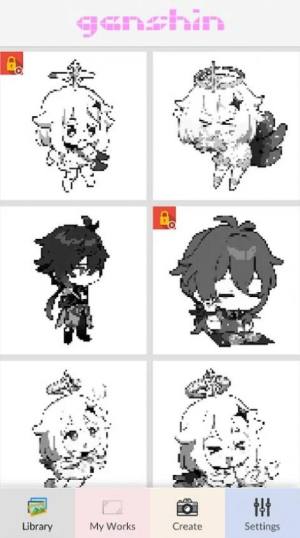 像素著色藝術下載原神遊戲圖片1